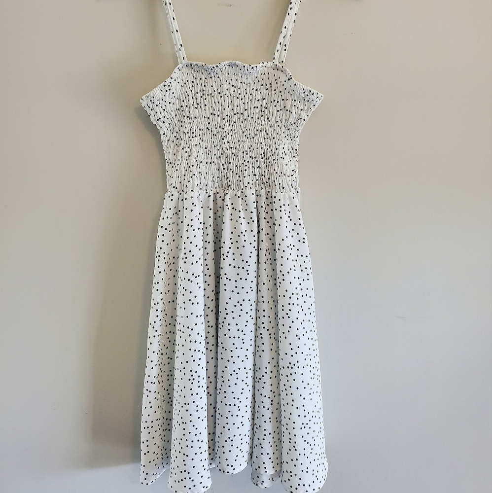 White black polkadot dress
